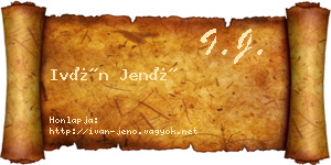 Iván Jenő névjegykártya